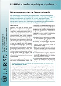 Dimensions sociales de l’économie verte (Synthèse de l'UNRISD sur les recherches et politiques)